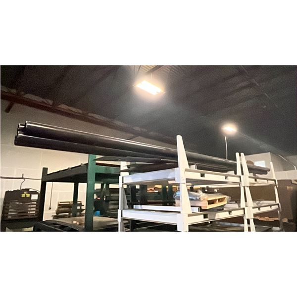 4 SECTIONS OF INDUSTRIAL MATERIAL RACKING APPROX (29"H X 84"L X 64"D ) PER SECTION WITH ASSORTED