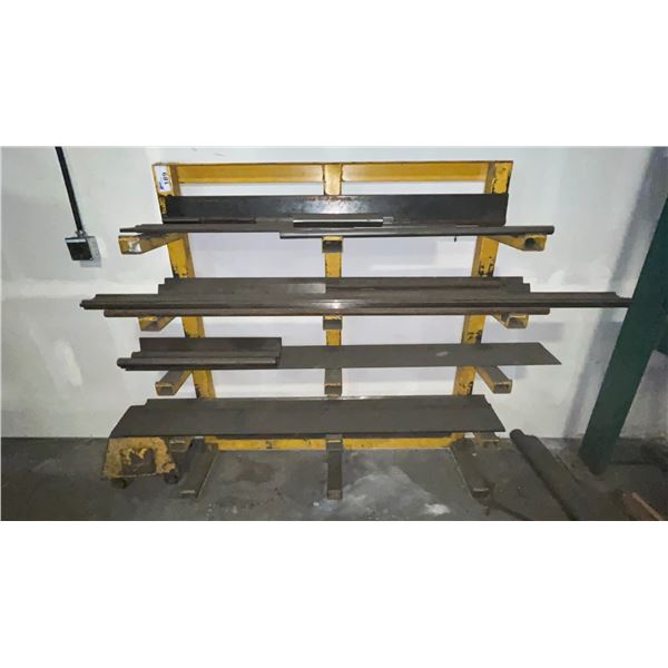 METAL INDUSTRIAL SHOP MATERIAL HOLDER WITH ASSORTED BRAKE BLADES & MOBILE BLOCK