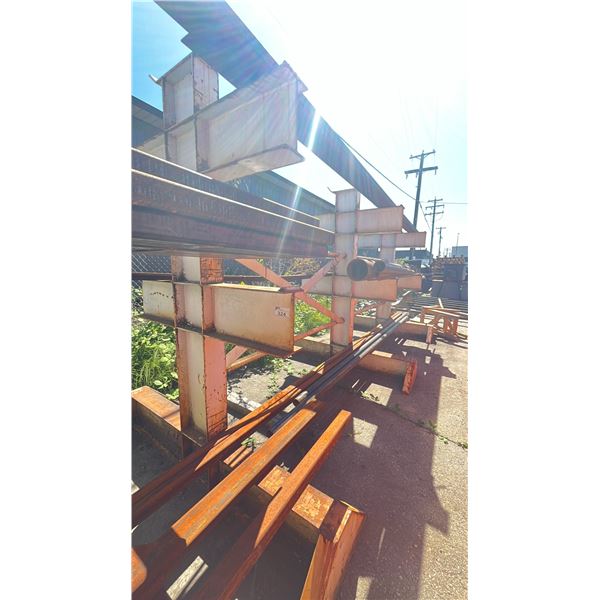 METAL STORAGE RACK SYSTEM WITH METAL FABRICATING MATERIALS  *WELDED TOGETHER, DOES NOT DISASSEMBLE*