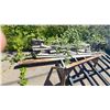 Image 2 : STEEL FRAME & ASSORTED LUMBER & 3 METAL SAW HORSES