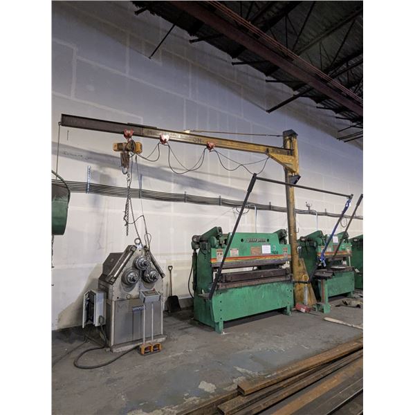 1 TON JIB CRANE WITH KITO 1/2 TON CAPACITY HOIST *CHAIN SLING ASSEMBLY NOT INCLUDED*
