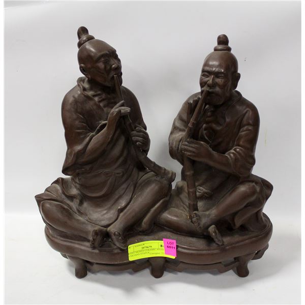 ARTIST SIGNED CERAMIC ASIAN MUSICIANS STATUE
