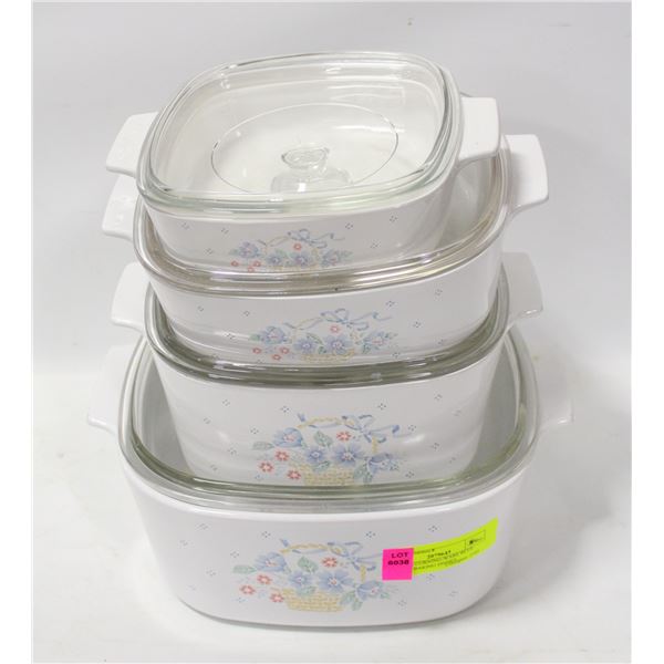 SET OF 4 CORNING-WARE BLUE RIBBON BAKING DISHES