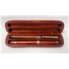 Image 1 : WOOD TURNED FOUNTAIN PEN SET WITH CASE