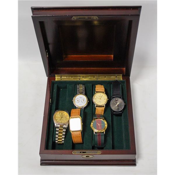 WATCH BOX FULL OF MOSTLY REPLICA WATCHES