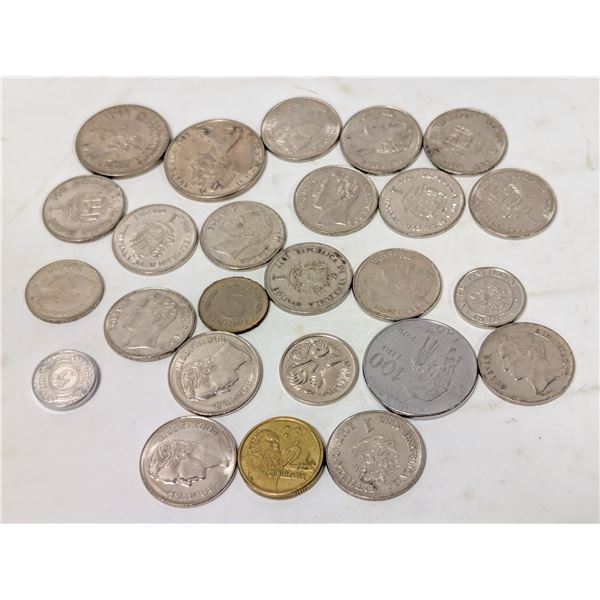LOT OF 25 ASSORTED WORLD COINS