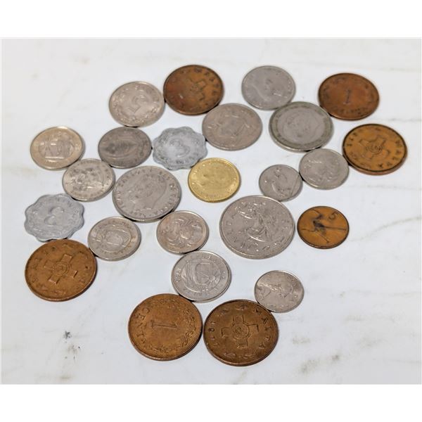 LOT OF 25 ASSORTED WORLD COINS