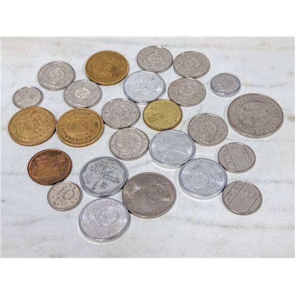LOT OF 25 ASSORTED WORLD COINS