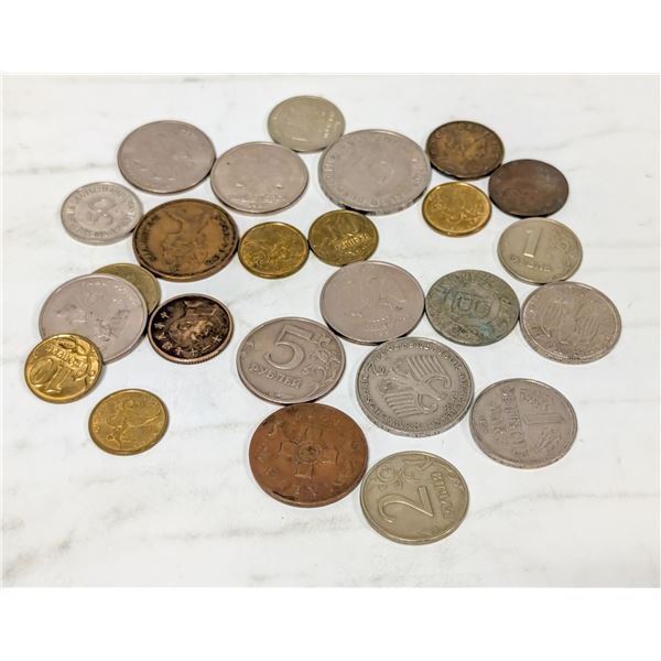 LOT OF 25 ASSORTED WORLD COINS