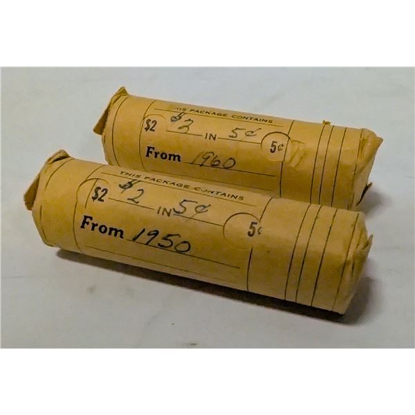 TWO ROLLS VINTAGE CANADA NICKELS