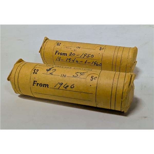 TWO ROLLS VINTAGE CANADA NICKELS