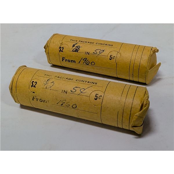 TWO ROLLS VINTAGE CANADA NICKELS