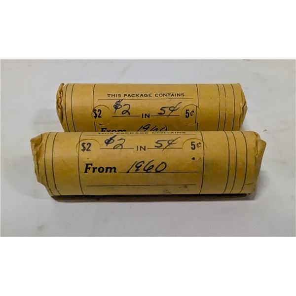 TWO ROLLS VINTAGE CANADA NICKELS