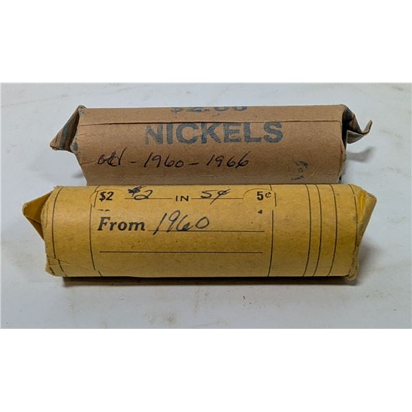 TWO ROLLS VINTAGE CANADA NICKELS
