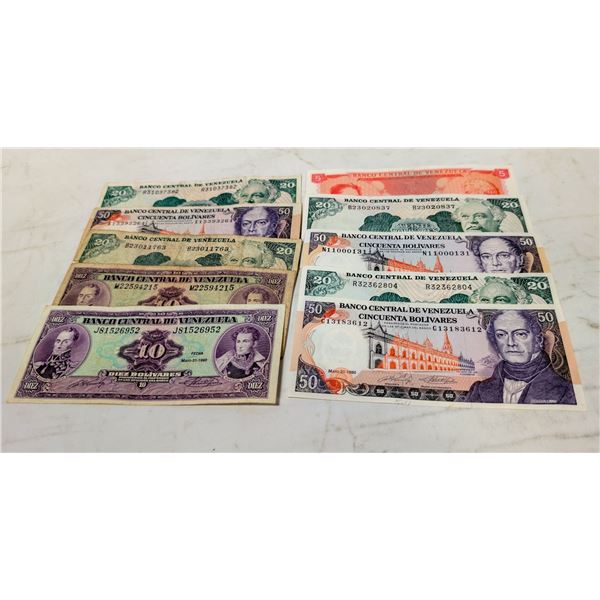 10 ASSORTED VINTAGE FOREIGN PAPER BILLS