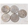 Image 1 : FIVE VINTAGE CANADA DOLLAR COINS