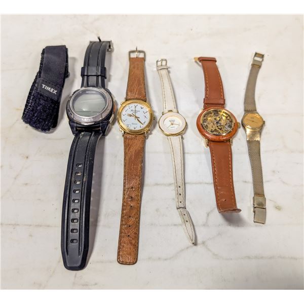 LOT OF 5 ASSORTED VINTAGE WATCHES NEEDS BATT