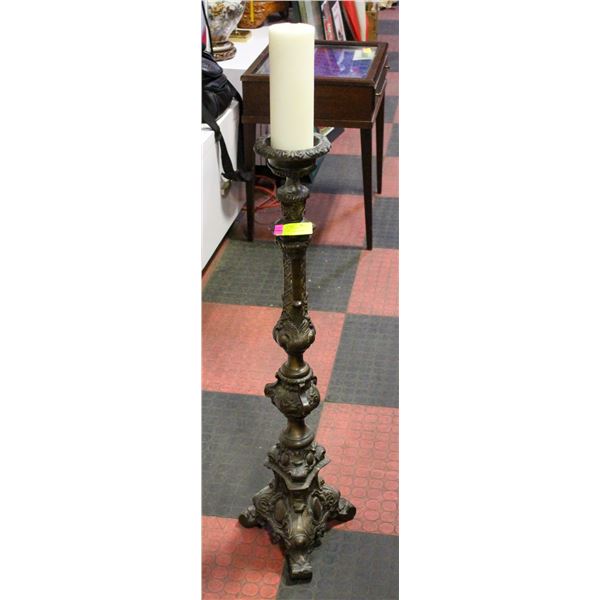 LARGE ORNATE CAST METAL CANDLE HOLDER
