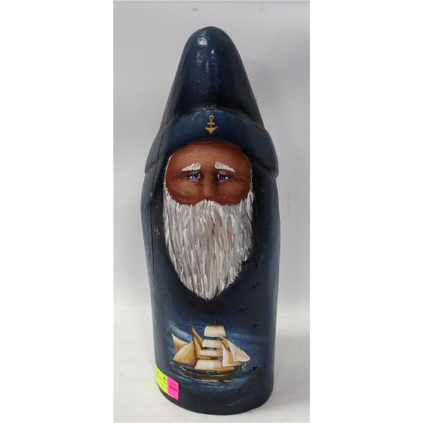 HAND CARVED & PAINTED SAILER BOUY W SHIP SCENE