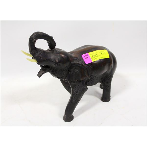 VINTAGE HEAVY CARVED ELEPHANT STATUE