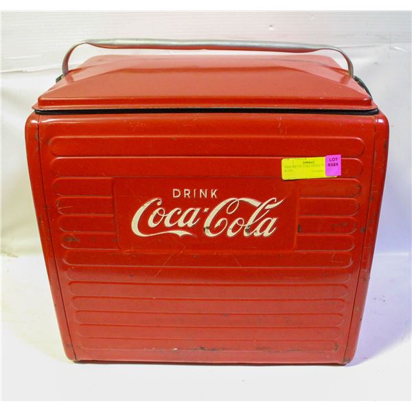 1950S METAL COKE PICNIC COOLER W LID