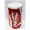 VINTAGE LARGE COKE CAN TIN W LID