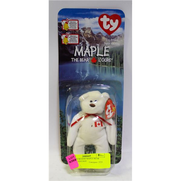 RARE TY BEANIE MAPLE BEAR SEALED VINTAGE