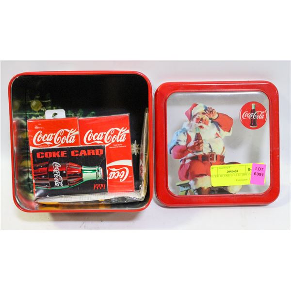 TIN WITH COKE COLLECTIBLES