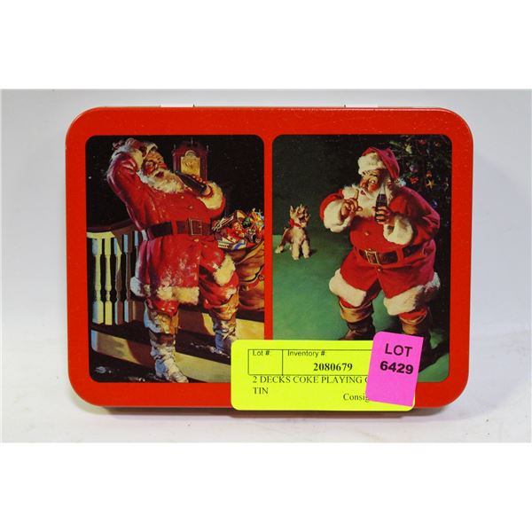 2 DECKS COKE PLAYING CARDS IN TIN