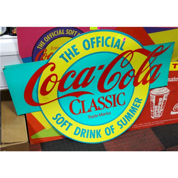 LARGE 1990 CARDBOARD COKE ADVERTISING SIGN