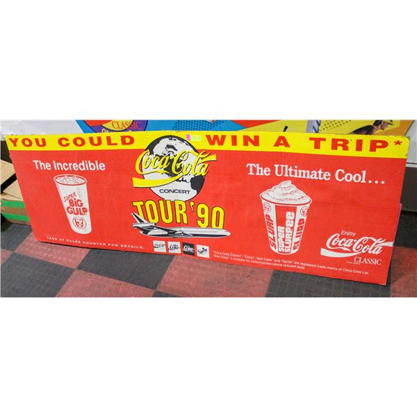 1990 COKE ADVERTISING SIGN LARGE CARDBOARD