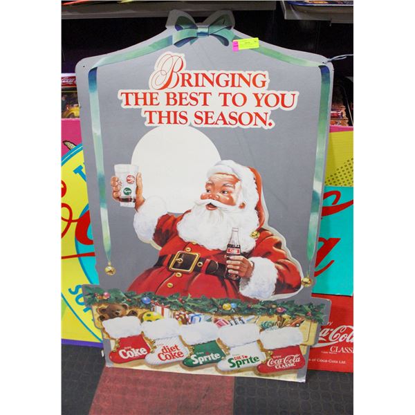 1980S COKE SANTA STORE ADVERTISING SIGN LG