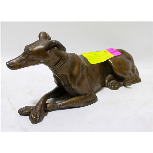 ANTIQUE BRONZE STATUE OF GREYHOUND DOG