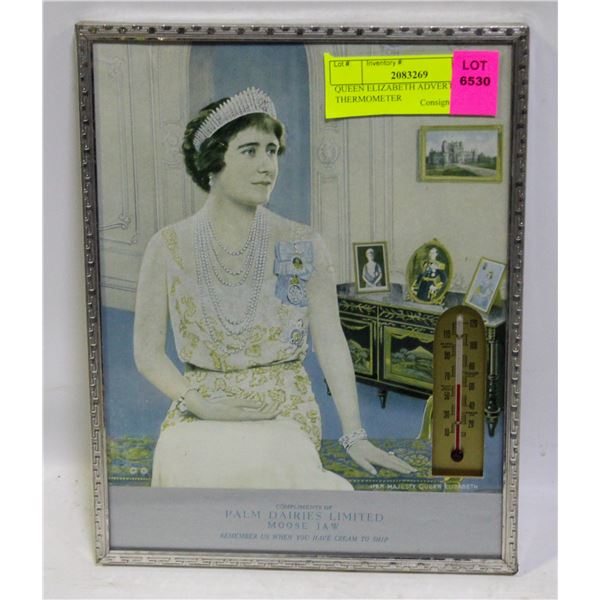 QUEEN ELIZABETH ADVERTISING THERMOMETER