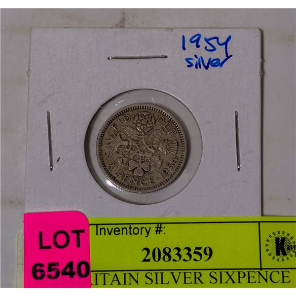1954 BRITAIN SILVER SIXPENCE