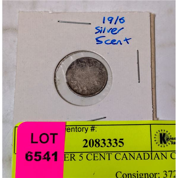 1916 SILVER 5 CENT CANADIAN COIN