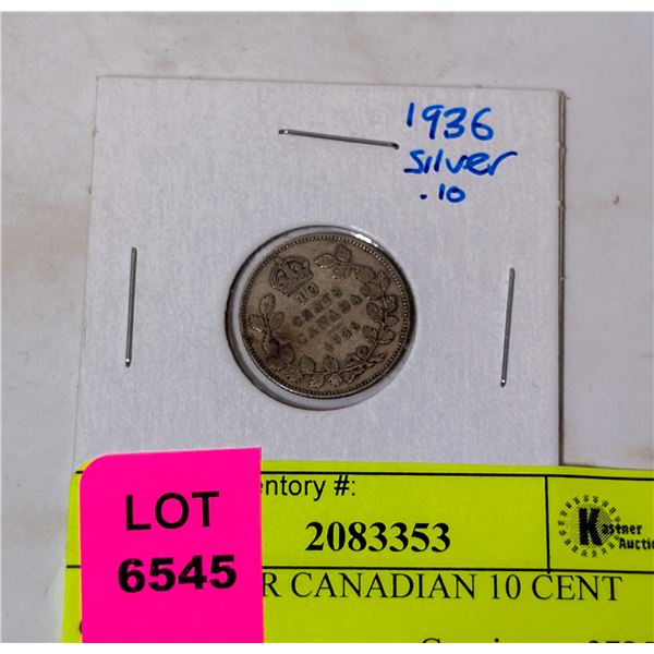 1936 SILVER CANADIAN 10 CENT COIN