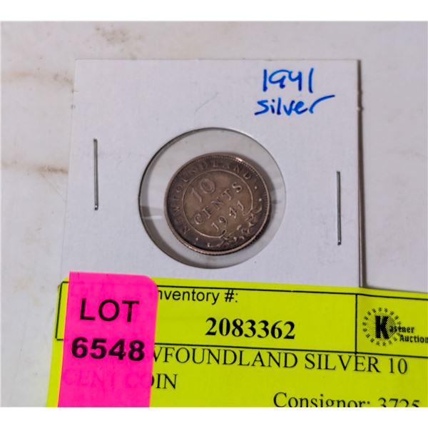 1941 NEWFOUNDLAND SILVER 10 CENT COIN