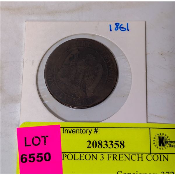 1861 NAPOLEON 3 FRENCH COIN