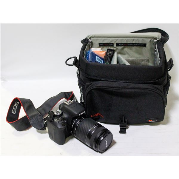 CANON EOS REBEL T3I CAMERA W CASE AND LENS