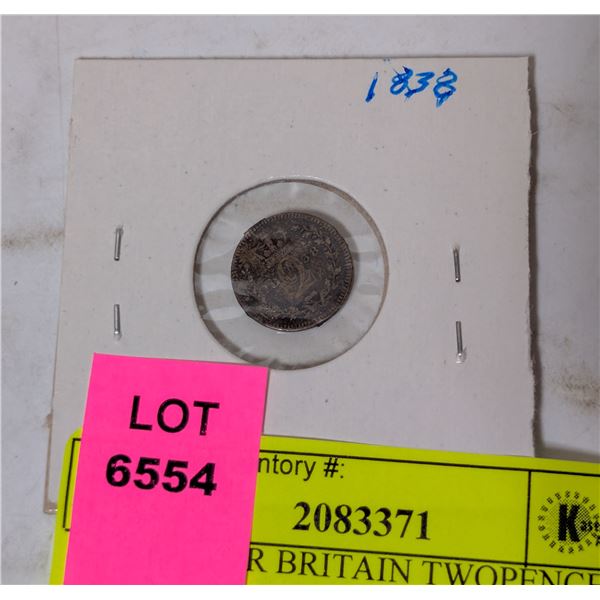 1838 SILVER BRITAIN TWOPENCE COIN