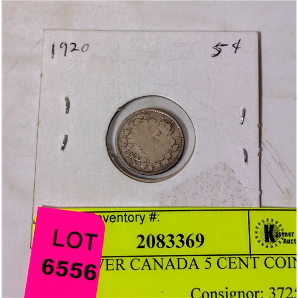 1920 SILVER CANADA 5 CENT COIN