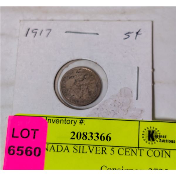 1917 CANADA SILVER 5 CENT COIN