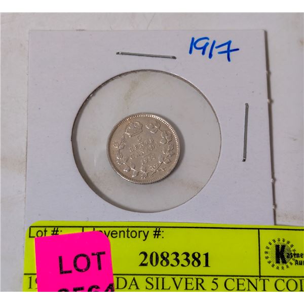 1917 CANADA SILVER 5 CENT COIN