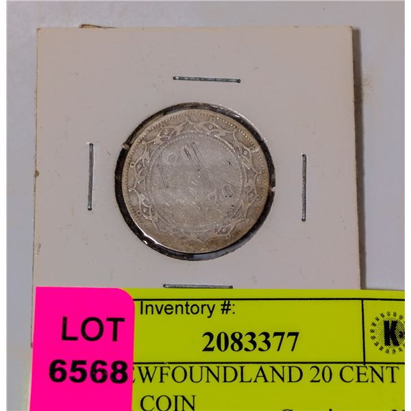1870 NEWFOUNDLAND 20 CENT SILVER COIN