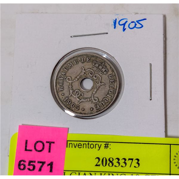 1905 BELGIAN KING 10 CENTIMES COIN