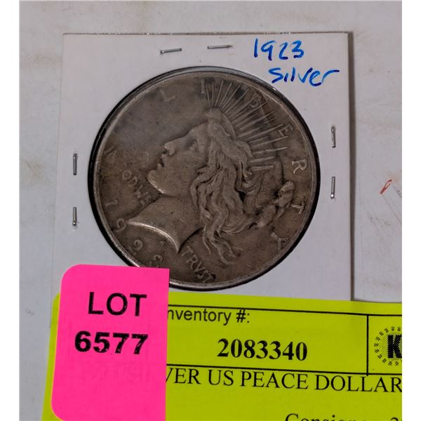 1923 SILVER US PEACE DOLLAR