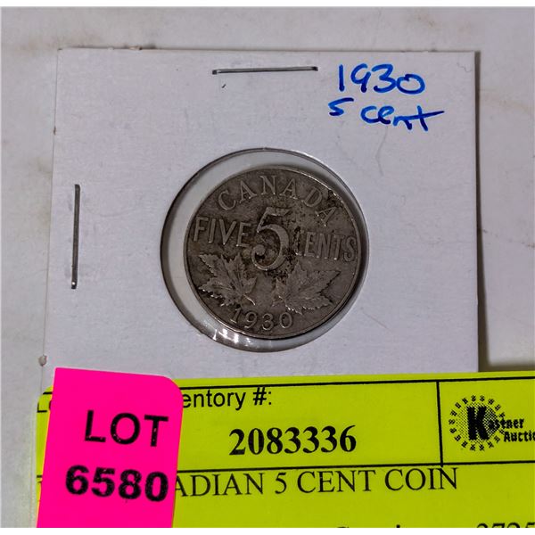 1930 CANADIAN 5 CENT COIN
