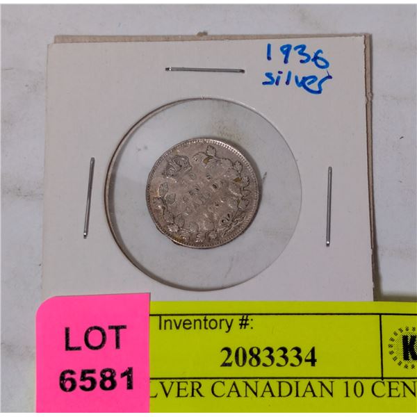 1936 SILVER CANADIAN 10 CENT COIN
