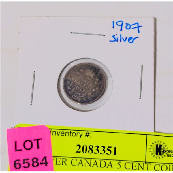 1907 SILVER CANADA 5 CENT COIN